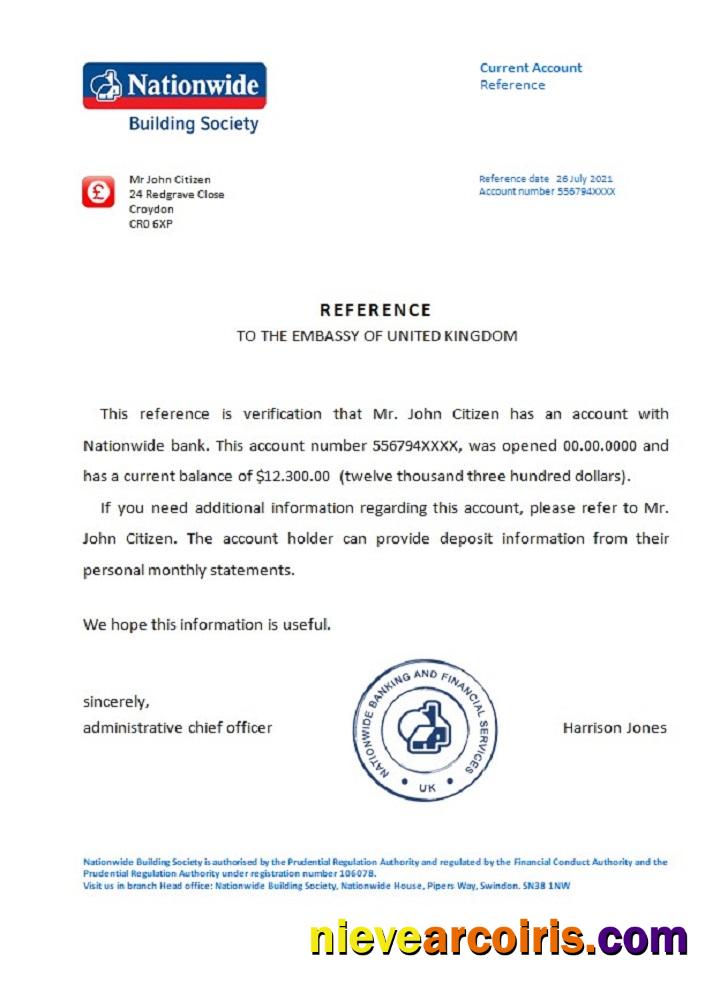 United Kingdom Nationwide reference